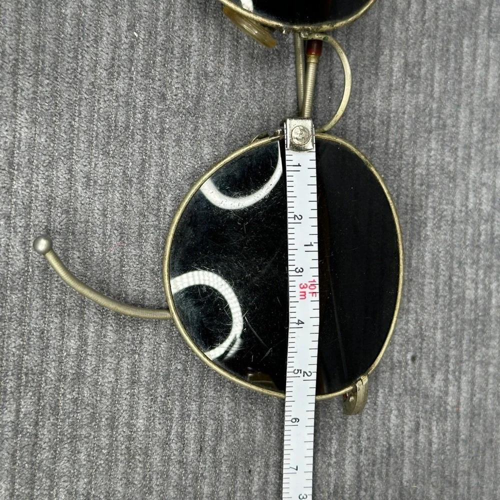 Vintage Round Gold Metal Sunglasses Cable Temples Dark Tinted Lenses Tortoise